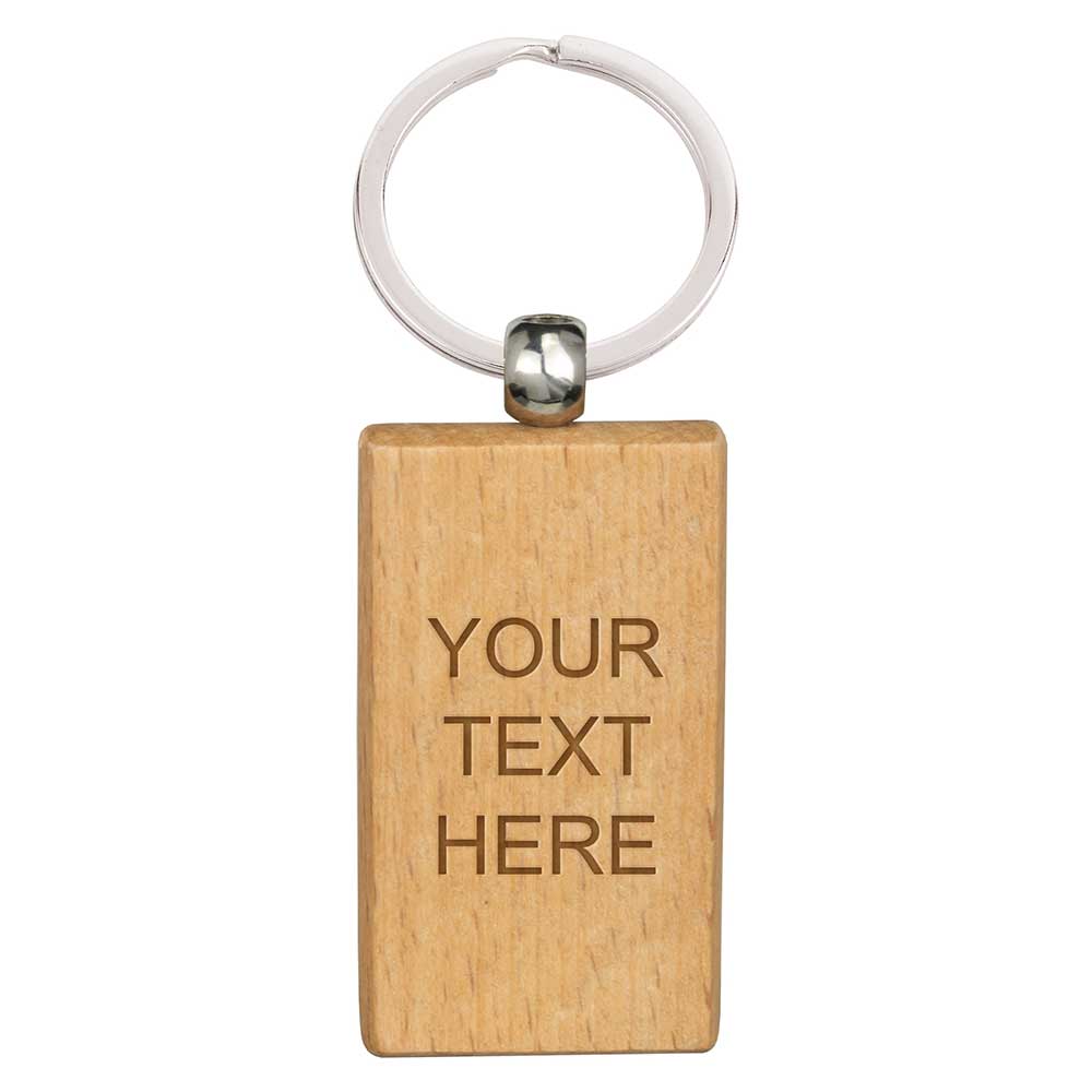 Echo Rectangle Beechwood Keyring 55mm