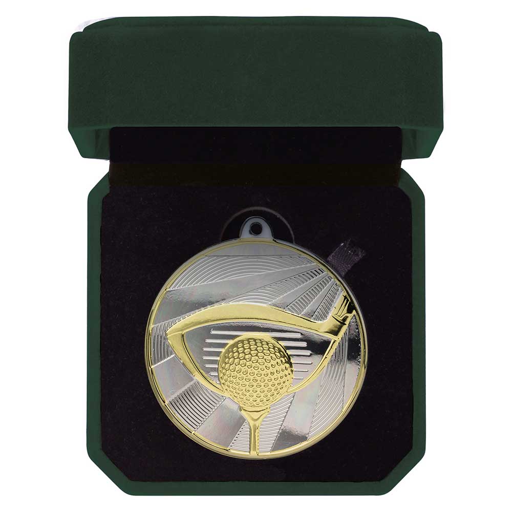 Premiership Golf Medal & Box Gold & Silver 60mm