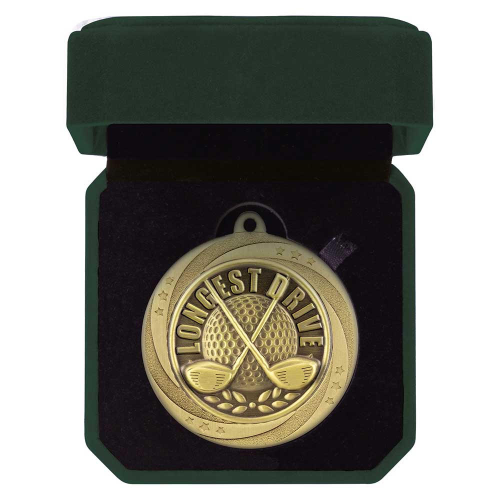 Superstar Longest Drive Medal & Box Gold 60mm