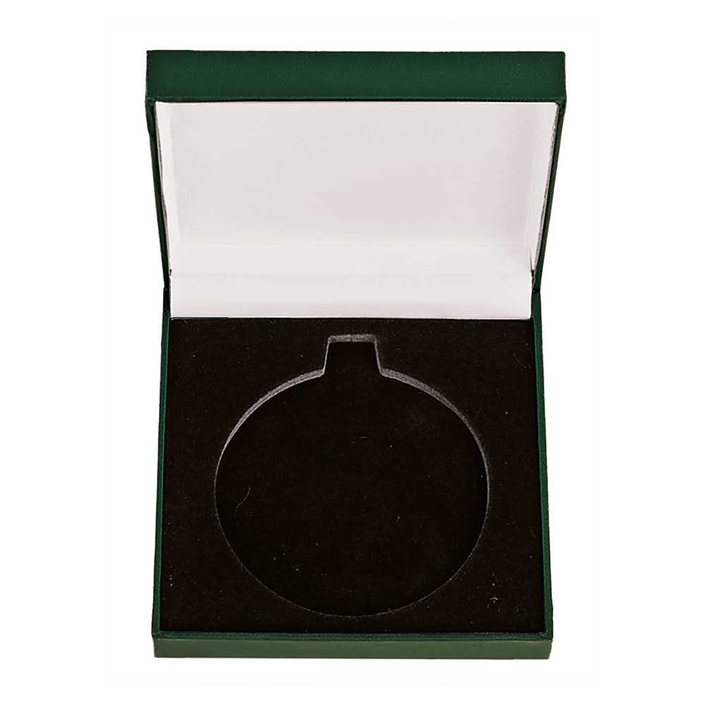 Classic Leatherette Medal Box Green for 50mm medal 85x85x25mm