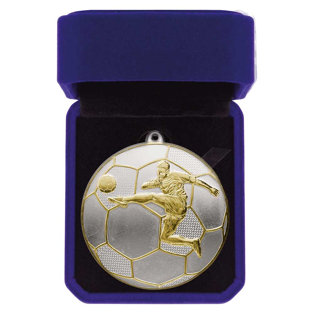 Premiership Football Medal Box Gold & Silver 70mm