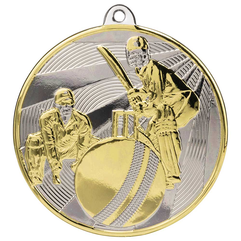 Premiership Cricket Medal Gold & Silver 60mm