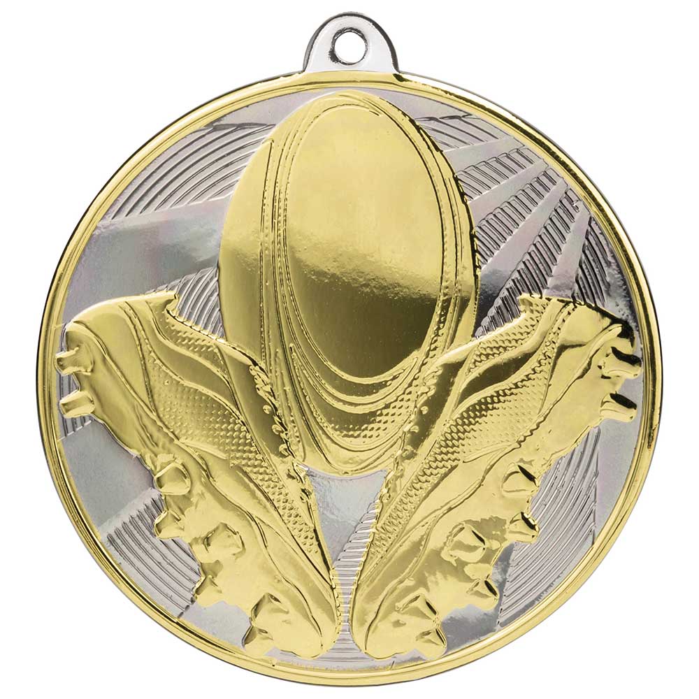 Premiership Rugby Boot & Ball Medal Gold & Silver 60mm