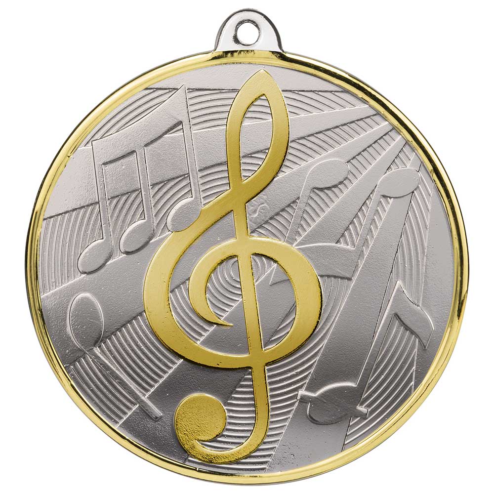 Premiership Music Medal Gold & Silver 60mm
