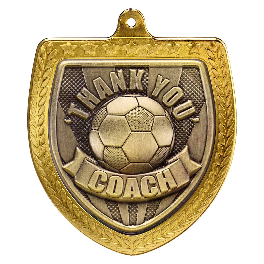 Cobra Football Thank you Coach Shield Medal Gold 75mm
