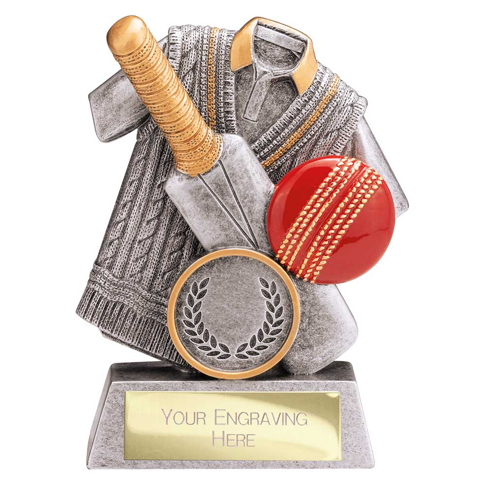 Spirit Cricket Resin Award Antique Silver & Gold100mm