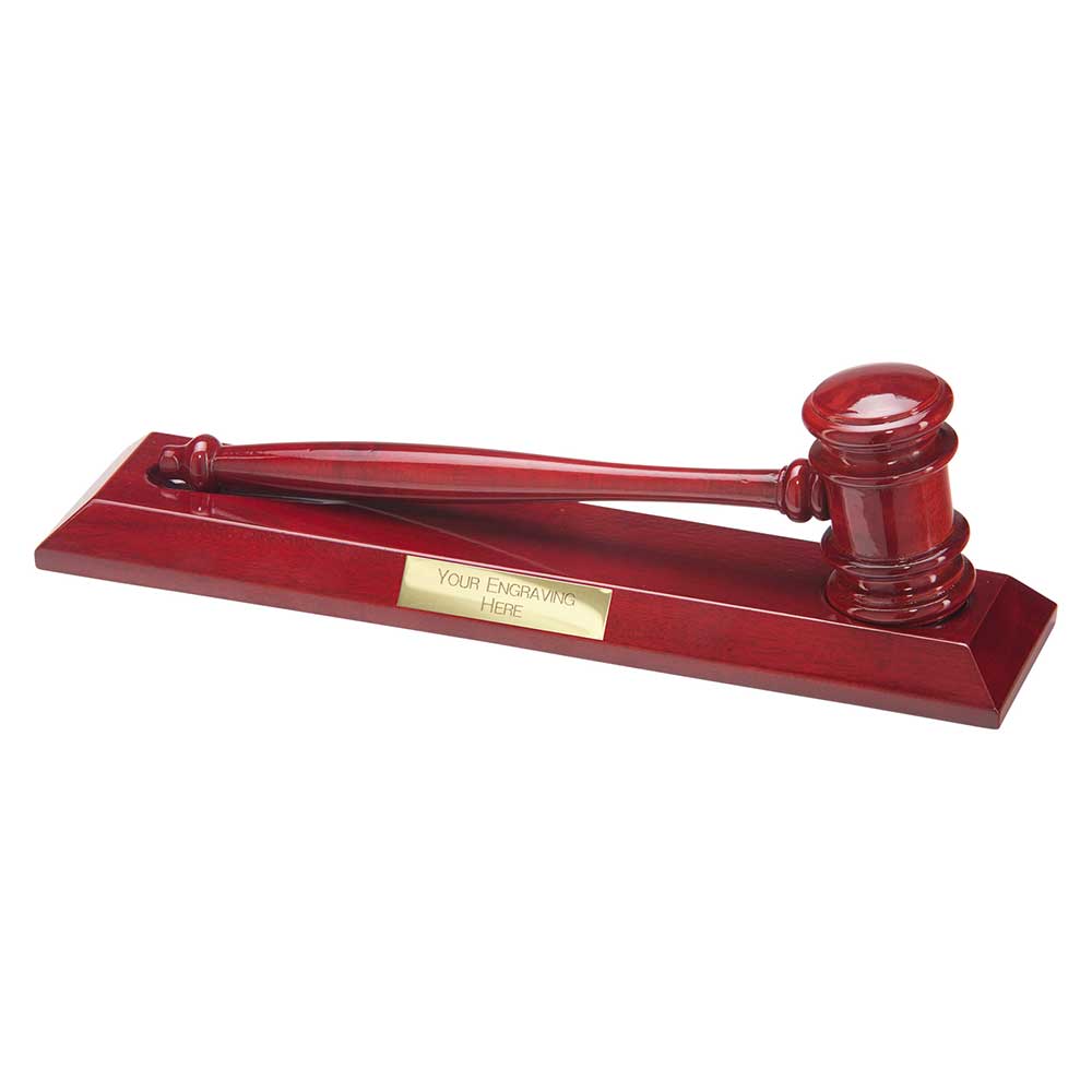 Justice Rosewood Gloss Hammer & Gavel Award 110x305mm
