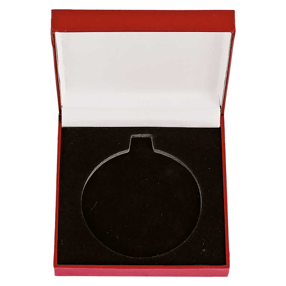 MB25230A.jpg Classic Leatherette Medal Box Red for 50mm medal 85x85x25mm - Image 1