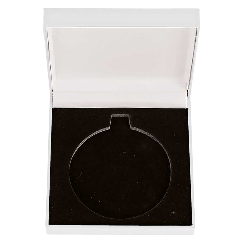 MB25231A.jpg Classic Leatherette Medal Box White for 50mm medal 85x85x25mm - Image 1