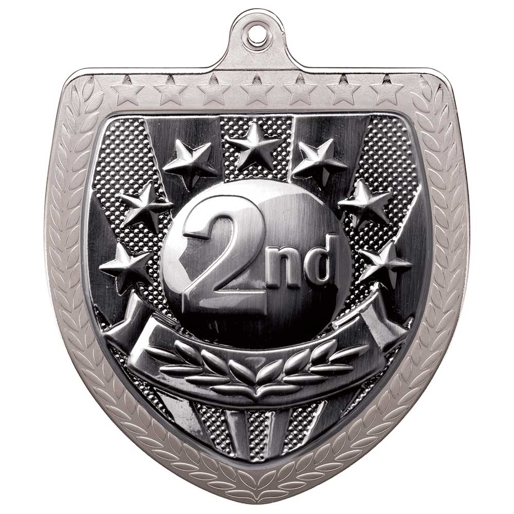 MM24198S.jpg Cobra 2nd Place Shield Medal Silver 75mm - Image 1