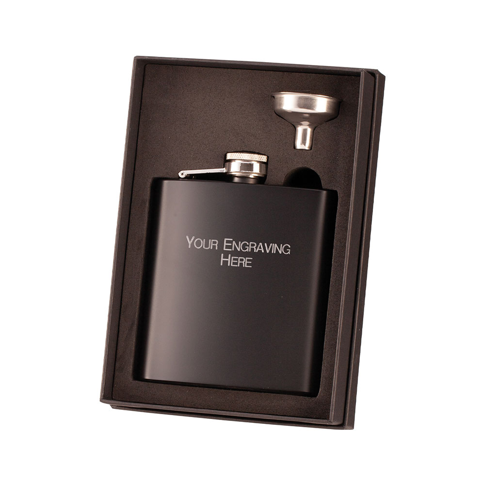 PP22334A.jpg Noir Hip Flask Black/Silver 115mm - Image 1
