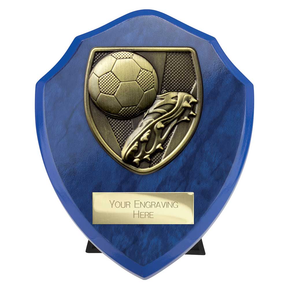 PS24195B.jpg Cobra Shield Football Boot & Ball Award Azure Blue - Image 1