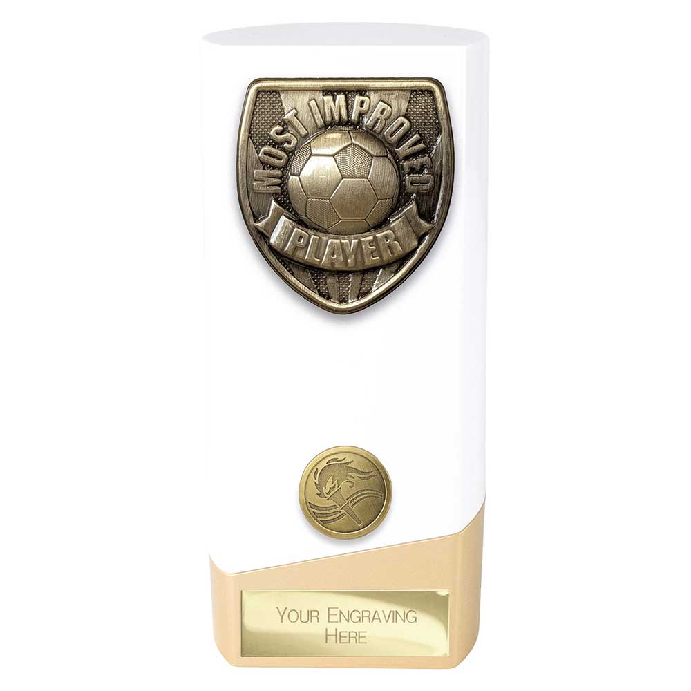 PW25107A.jpg Prime Cobra Most Improved Player Award White & Gold - Image 1