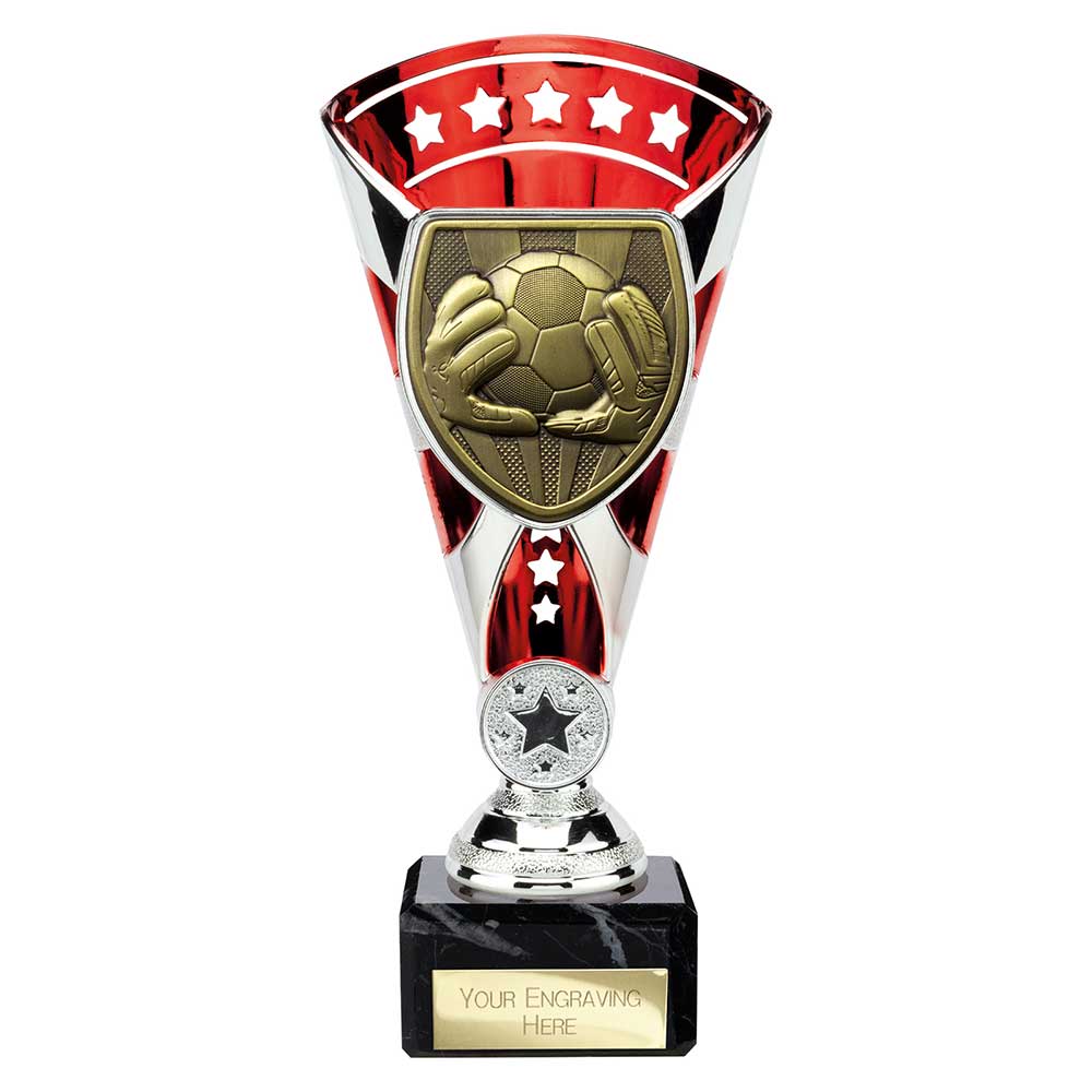 TD24202A.jpg Cobra Star Cup Football Goal Keeper Silver & Red - Image 1