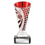 Defender Football Trophy Cup Silver & Red