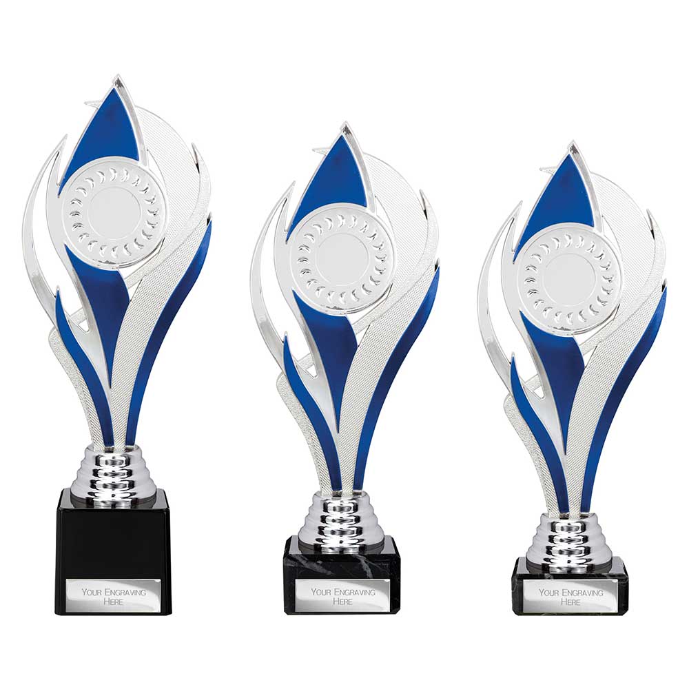 TR25543.jpg Volcano Trophy Silver & Blue - Image 1